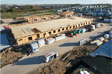 A building that is framed and under construction