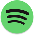 Spotify logo featuring three curved black sound waves inside a bright green circle.