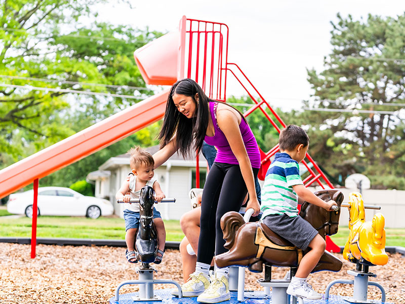 Family playing at the park
