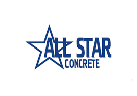 All Star Concrete logo with a blue outlined star and bold blue text.