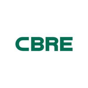 CBRE logo in solid green uppercase letters.