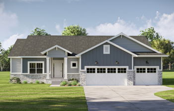 large ranch home with three car garage