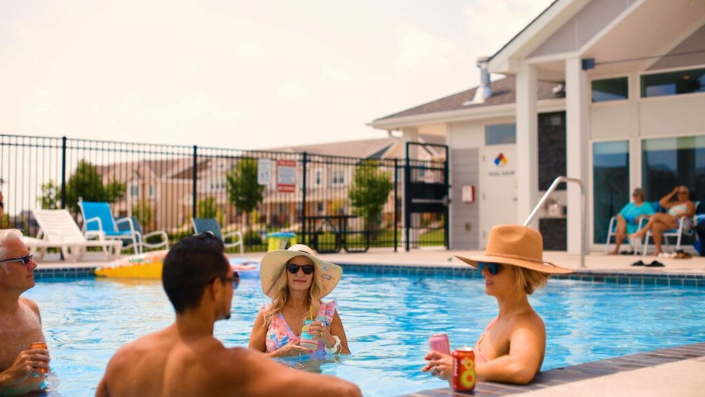friends in a pool