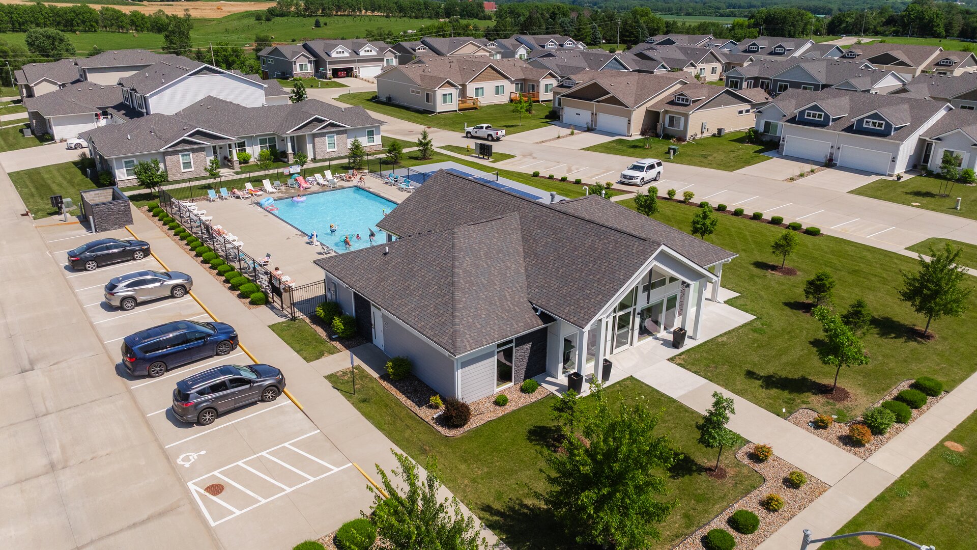 community clubhouse with a pool